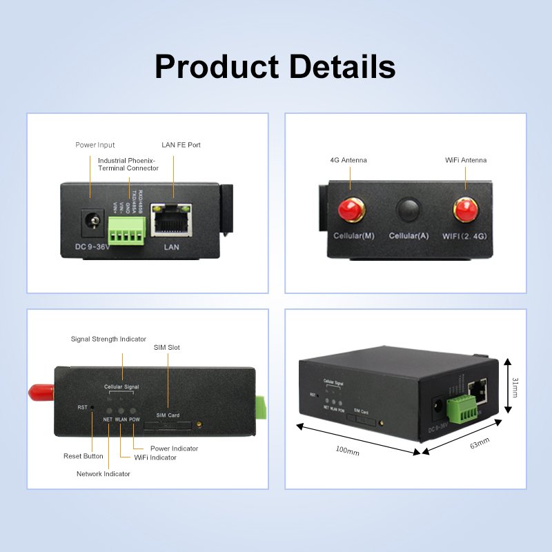 Mini M2M Router Iot Gateway Rs232 Rs485 Din Rail Mountable Industry Vpn Modems 2G 3G 4G Lte Wifi Wireless Industrial Routers